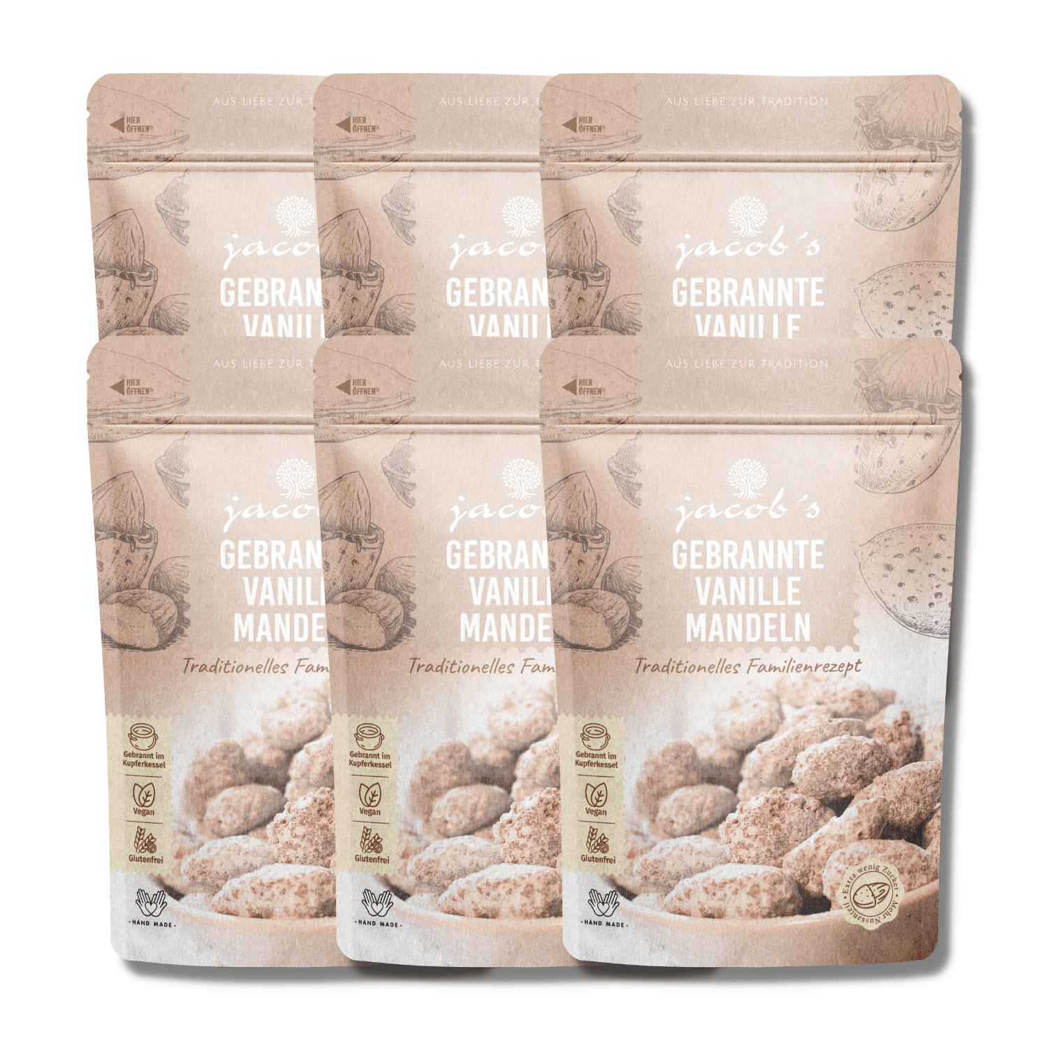 Roasted vanilla almonds 6 pieces - Jacobs Nussmanufaktur