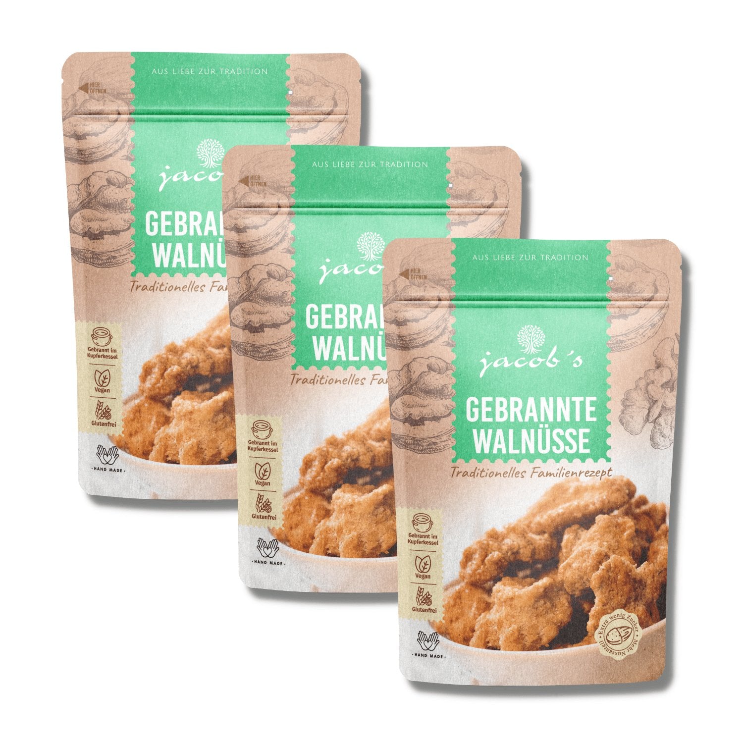 Roasted walnuts 3 pieces - Jacobs Nussmanufaktur
