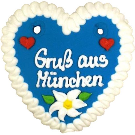 Greetings from Munich "Size M" - Gingerbread heart - Jacobs Nussmanufaktur
