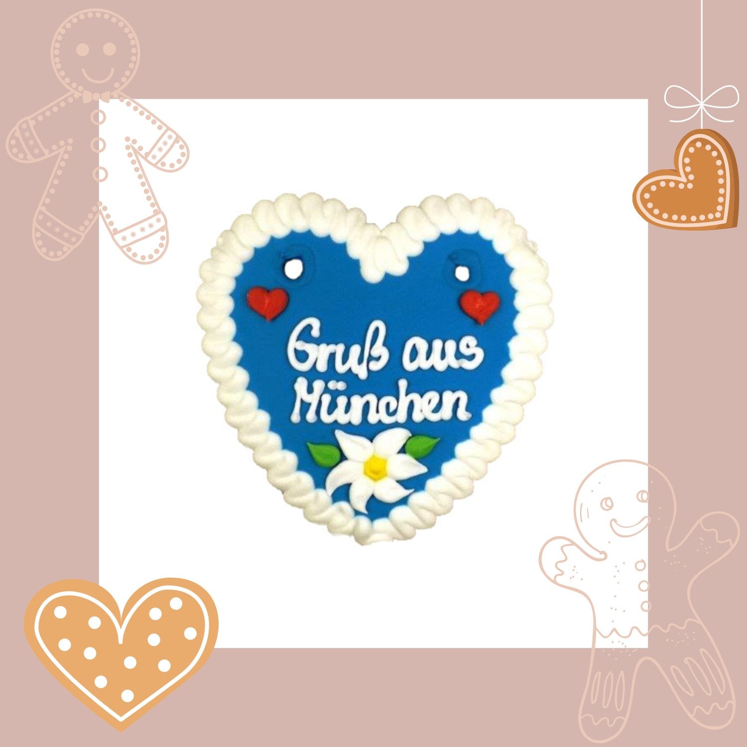 Greetings from Munich "Size M" - Gingerbread heart - Jacobs Nussmanufaktur