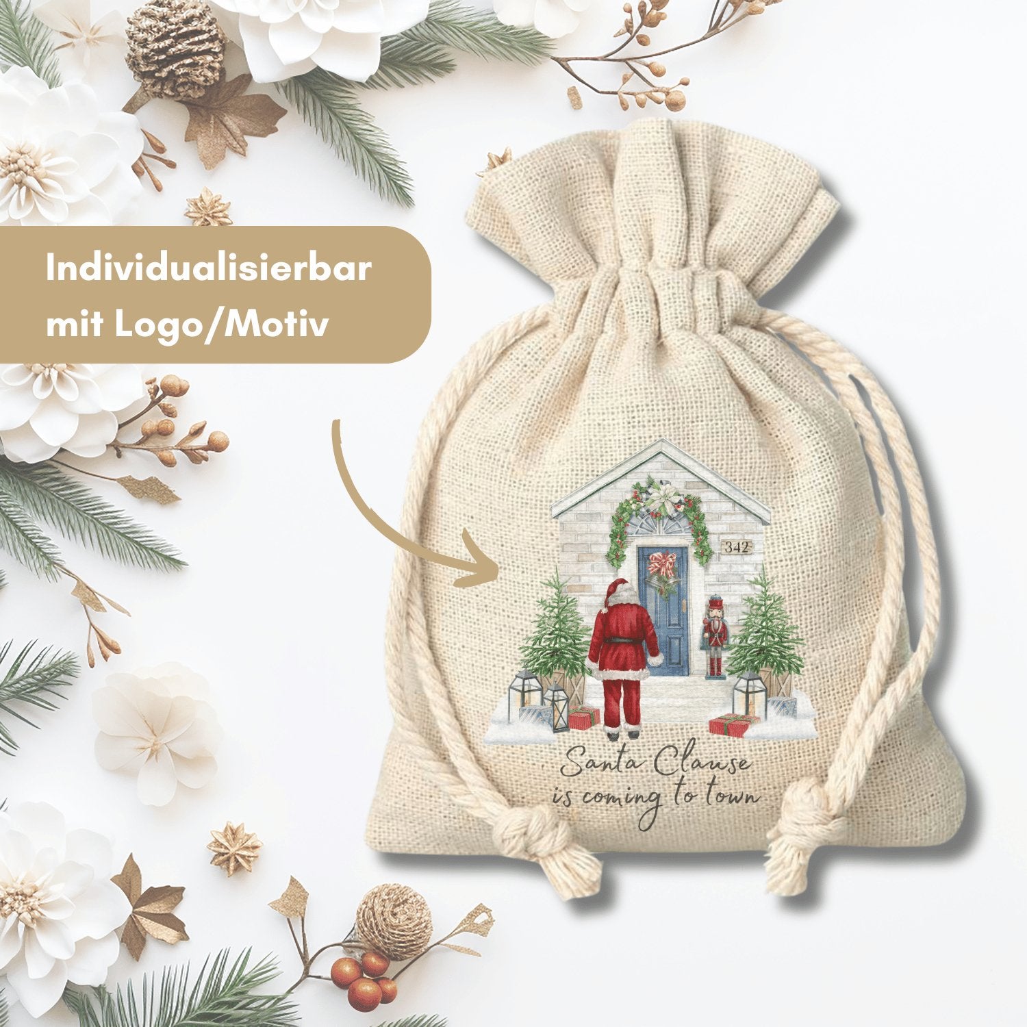 Weihnachtssäckchen - Leinen Natur - Jacobs Nussmanufaktur