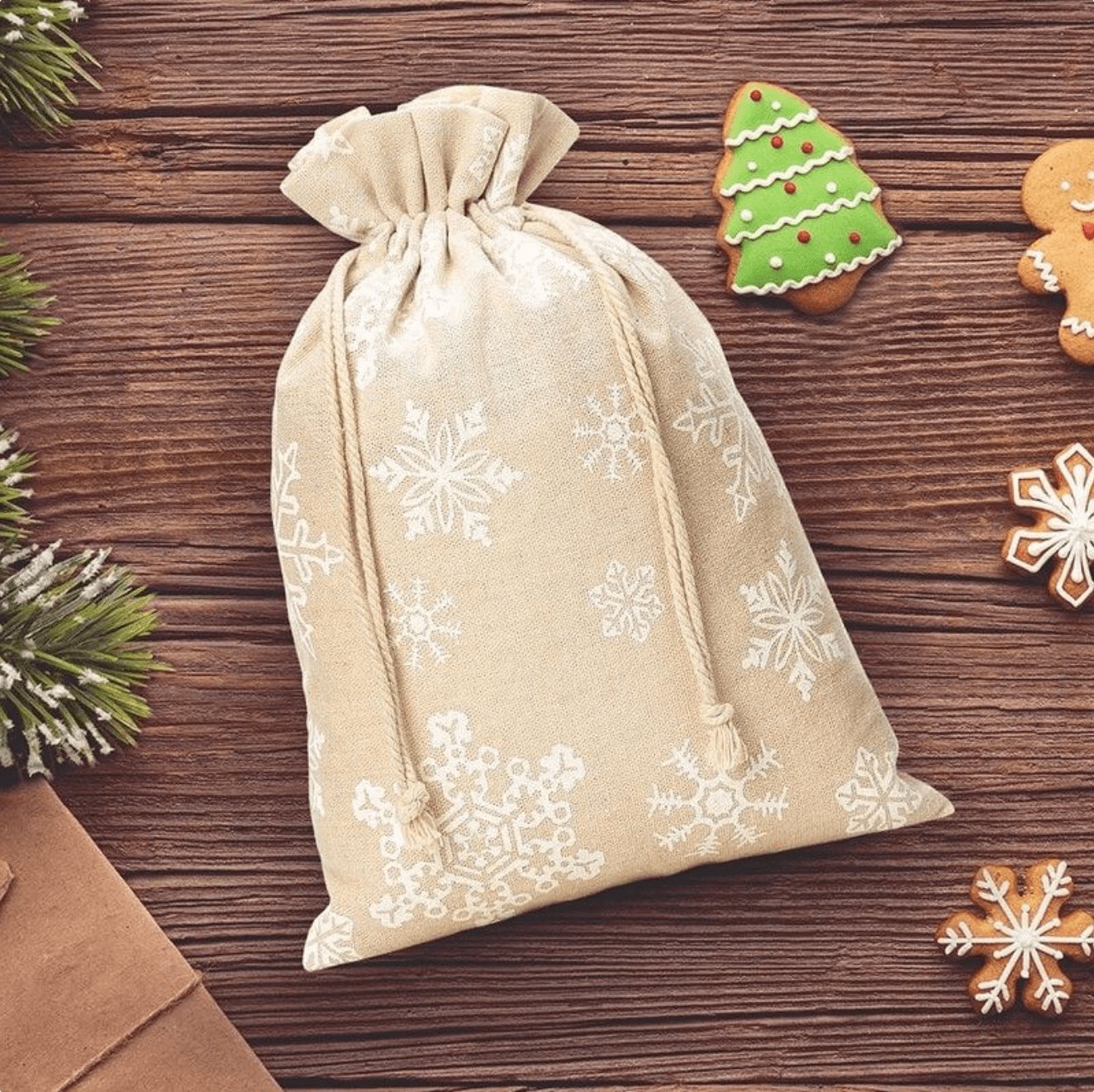 Weihnachtssäckchen - Leinen Schnee - Jacobs Nussmanufaktur