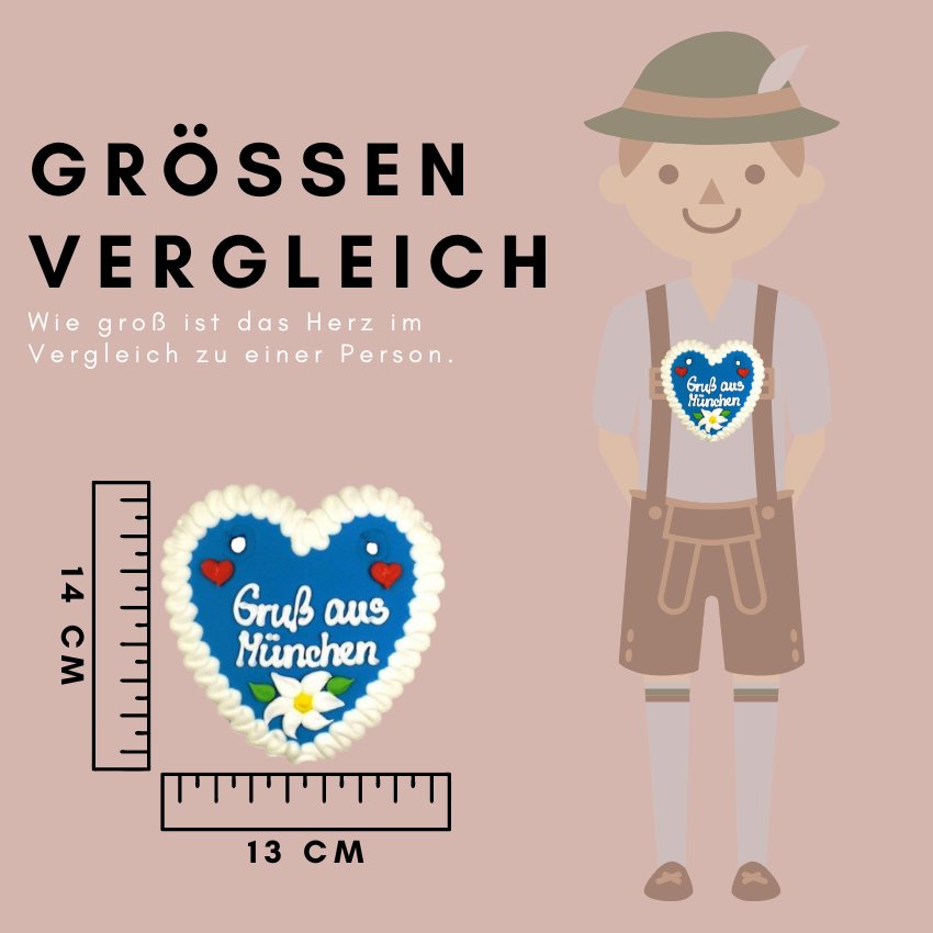 Greetings from Munich "Size M" - Gingerbread heart - Jacobs Nussmanufaktur