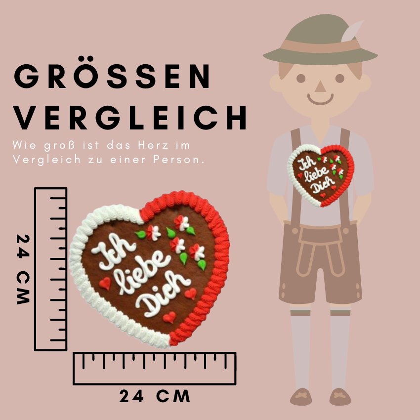 Ich liebe Dich "Gr. L" - Lebkuchenherz - Jacobs Nussmanufaktur